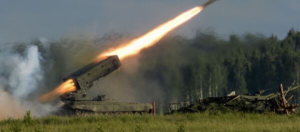 Bắn hỏa tiễn trong buổi trình diễn tại Diễn đàn Quốc tế Thiết bị Quân sự “Quân đội – 2015” - Sputnik Việt Nam