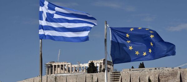 Quốc kỳ Hy Lạp và EU Quốc kỳ Hy Lạp và EU - Sputnik Việt Nam