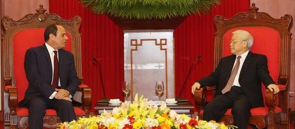 Tổng Bí thư Nguyễn Phú Trọng tiếp Tổng thống Cộng hòa Ai Cập Abdel Fattah Al Sisi thăm cấp nhà nước Việt Nam. - Sputnik Việt Nam