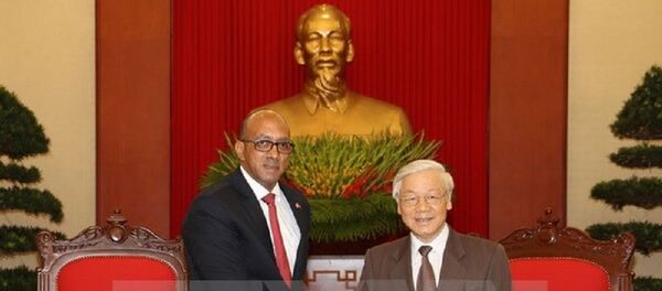 Tổng Bí thư Nguyễn Phú Trọng tiếp Đại sứ Cuba Herminio Lopez Diaz đến chào từ biệt nhân kết thúc nhiệm kỳ công tác tại Việt Nam. - Sputnik Việt Nam