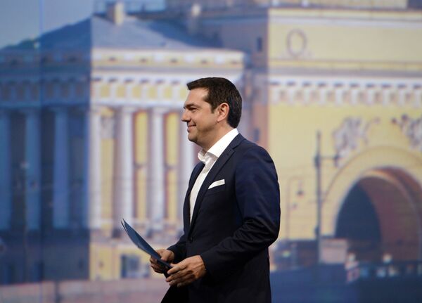 Thủ tướng Hy Lạp, Alexis Tsipras trong phiên họp toàn thể của SPIEF XIX-2015 - Sputnik Việt Nam