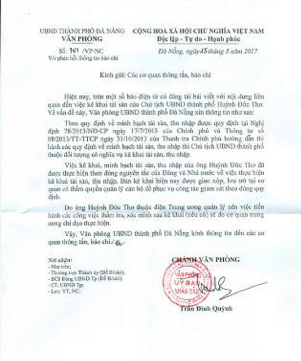 Phản hồi của Văn phòng UBND TP. Đà Nẵng về thông tin Chủ tịch Đà Nẵng sở hữu khối tài sản khủng. - Sputnik Việt Nam