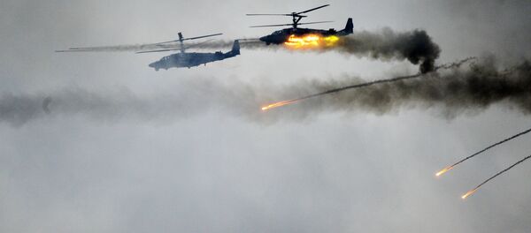 Trực thăng Ka-52 trong tập trận chung chiến lược Phía Tây-2017 của lực lượng vũ trang Cộng hòa Belarus và Liên bang Nga Trực thăng Ka-52 trong tập trận chung chiến lược Phía Tây-2017 của lực lượng vũ trang Cộng hòa Belarus và Liên bang Nga - Sputnik Việt Nam