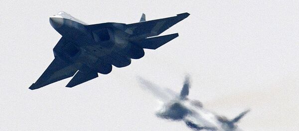 A Russian Su-57 (T-50) multipurpose fighter jet of the fifth generation at the International Aviation and Space Salon MAKS-2017 in Zhukovsky - Sputnik Việt Nam