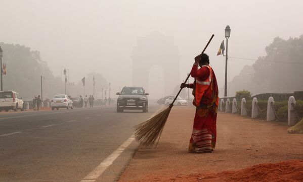 Khói mù trên đại lộ Raj Pathh ở New Delhi, Ấn Độ - Sputnik Việt Nam