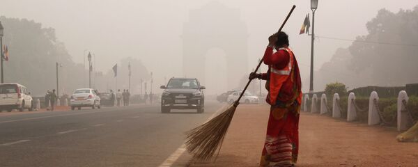 Khói mù trên đại lộ Raj Pathh ở New Delhi, Ấn Độ - Sputnik Việt Nam