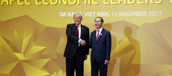 Chủ tịch Hội nghị Cấp cao APEC lần thứ 25 đón Tổng thống Hoa Kỳ Donald Trump đến dự Hội nghị. - Sputnik Việt Nam