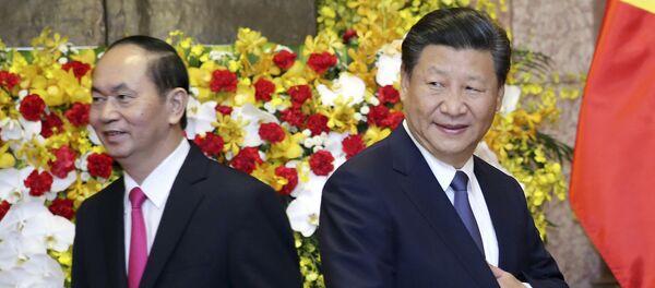 Chủ tịch Trung Quốc Tập Cận Bình, đúng và Chủ tịch nước Trần Đại Quang - Sputnik Việt Nam