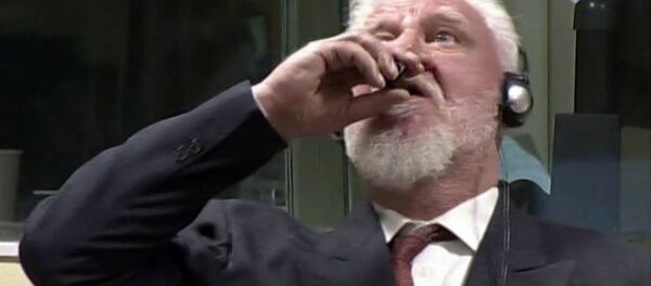 Tướng Bosnia Slobodan Praljak uống thuốc độc tại phiên tòa The Hague - Sputnik Việt Nam