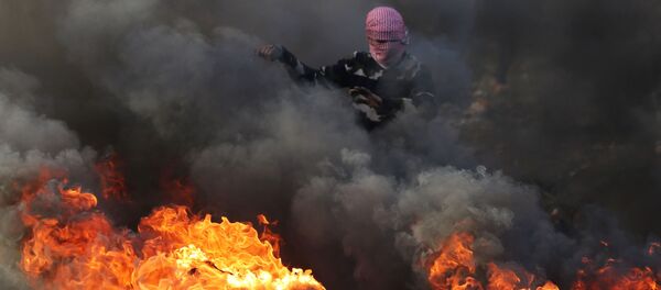 Nhà đối lập trong cuộc đụng độ trên biên giới Palestine và Israel trong khu vực Ramallah. - Sputnik Việt Nam