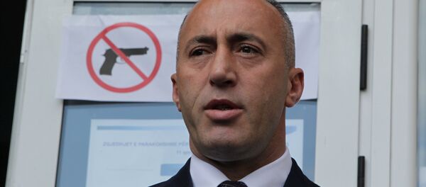 Ramush Haradinaj, candidate for Prime Minister, of the coalition of the former Kosovo Liberation Army (KLA) commanders AAK, PDK and NISMA speaks before the press during the Parliamentary elections in Pristina, Kosovo June 11, 2017.  - Sputnik Việt Nam