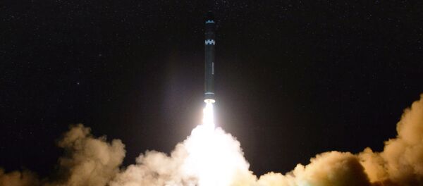 A view of the newly developed intercontinental ballistic rocket Hwasong-15's test that was successfully launched is seen in this undated photo released by North Korea's Korean Central News Agency (KCNA) in Pyongyang November 30, 2017 - Sputnik Việt Nam