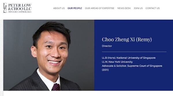 Hình ảnh luật sư Choo Zheng Xi trên website hãng luật mà ông là giám đốc. - Sputnik Việt Nam