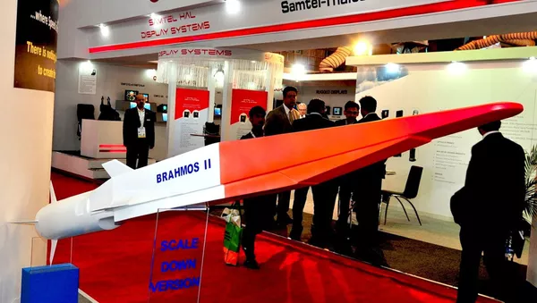 The Indo-Russian BrahMos II hypersonic cruise missile (pictured here at Defexpo 2014) is the export variant of the Russian 3M22 Zircon missile