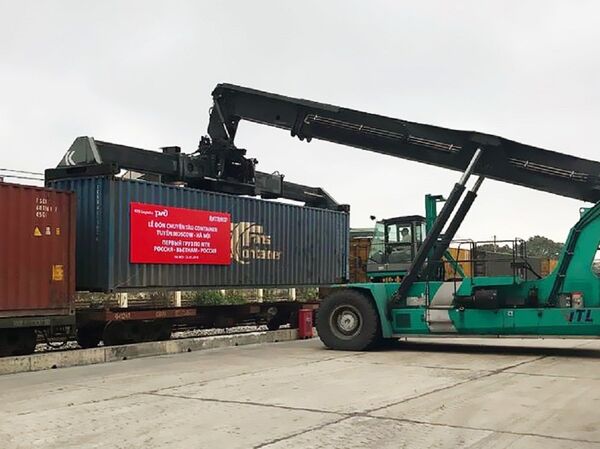 Lễ đón chuyến tàu container tuyến Moskva-Hà Nội - Sputnik Việt Nam