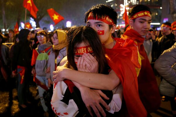 Người hâm mộ bóng đá Việt Nam sau trận chung kết giải vô địch châu Á U-23 giữa hai đội trẻ của Việt Nam và Uzbekistan - Sputnik Việt Nam