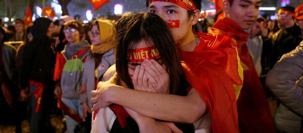 Người hâm mộ bóng đá Việt Nam sau trận chung kết giải vô địch châu Á U-23 giữa hai đội trẻ của Việt Nam và Uzbekistan - Sputnik Việt Nam