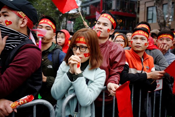 Người hâm mộ bóng đá Việt Nam sau trận chung kết giải vô địch châu Á U-23 giữa hai đội trẻ của Việt Nam và Uzbekistan - Sputnik Việt Nam