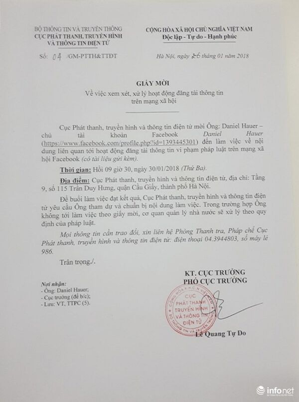 Giấy mời của Cục - Sputnik Việt Nam