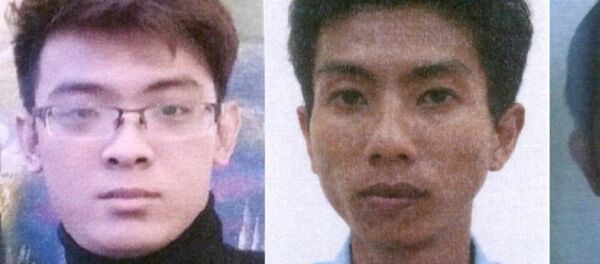 Từ trái sang phải: Đặng Hoàng Thiện, Bùi Công Thành, Vũ Mộng Phong. (Ảnh: Bộ Công an) - Sputnik Việt Nam