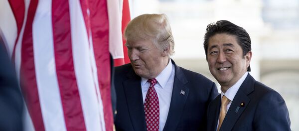 Tổng thống Donald Trump chào mừng Thủ tướng Nhật Bản Shinzo Abe bên ngoài Cánh Tây của Nhà Trắng Tổng thống Donald Trump chào mừng Thủ tướng Nhật Bản Shinzo Abe bên ngoài Cánh Tây của Nhà Trắng - Sputnik Việt Nam