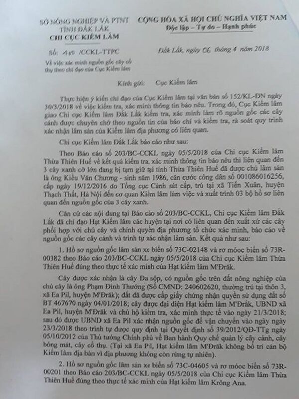 Báo cáo của Chi cục kiểm lâm tỉnh Đắk Lắk. - Sputnik Việt Nam