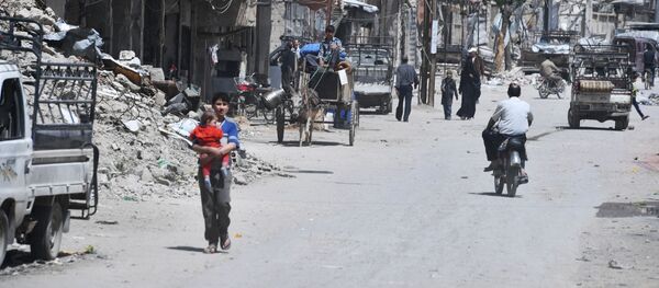 Douma, vùng ngoại ô Damascus, sau khi được giải phóng khỏi chiến binh - Sputnik Việt Nam