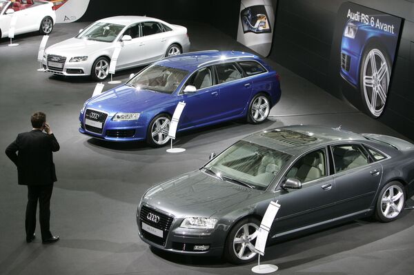 Những chiếc xe Audi mới nhất được trưng bày tại cuộc họp báo hàng năm ở Ingolstadt, miền nam nước Đức hôm 11/3/2018 - Sputnik Việt Nam