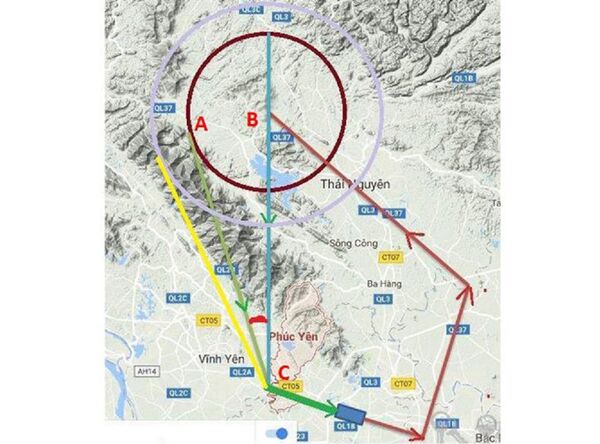 Sơ đồ hình dung đường bay của chiếc Mig-21U theo tính toán của TS Nguyễn Lê Anh Sơ đồ hình dung đường bay của chiếc Mig-21U theo tính toán của TS Nguyễn Lê Anh - Sputnik Việt Nam