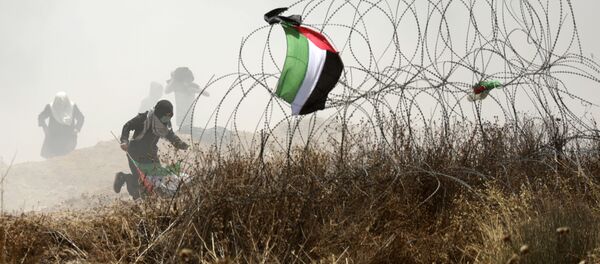 Người biểu tình Palestine trong cuộc đụng độ với binh sĩ Israel trên biên giới Dải Gaza và Israel - Sputnik Việt Nam