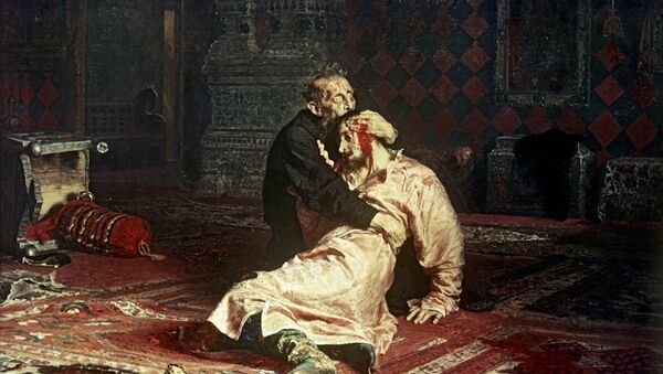 Phiên bản tranh của họa sĩ Ilya Repin Ivan Lôi đế  và con trai Ivan ngày 16 tháng 11 năm 1581, năm 1885. - Sputnik Việt Nam