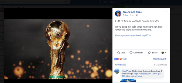 Dòng status trên facebook của nhà báo Trương Anh Ngọc. - Sputnik Việt Nam