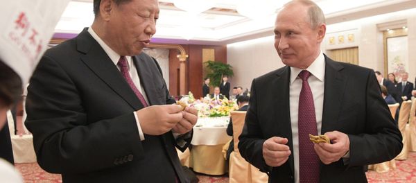 Tổng thống Vladimir Putin tại buổi chiêu đãi của Chủ tịch Trung Quốc Tập Cận Bình tại Thiên Tân. Tổng thống Vladimir Putin tại buổi chiêu đãi của Chủ tịch Trung Quốc Tập Cận Bình tại Thiên Tân. - Sputnik Việt Nam