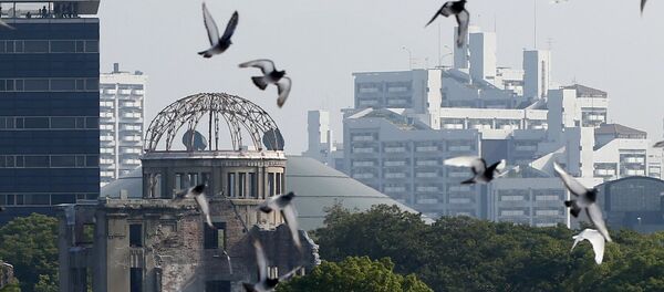 Chim bồ câu tại Đài tưởng niệm Hòa bình ở Hiroshima. Lễ kỉ niệm 70 năm vụ thả bom nguyên tử Chim bồ câu tại Đài tưởng niệm Hòa bình ở Hiroshima. Lễ kỉ niệm 70 năm vụ thả bom nguyên tử - Sputnik Việt Nam