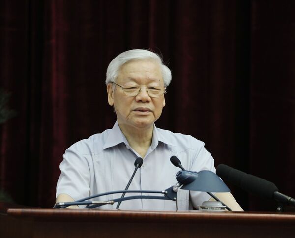 Tổng Bí thư Nguyễn Phú Trọng, Trưởng Ban Chỉ đạo Trung ương về phòng, chống tham nhũng phát biểu khai mạc Hội nghị.  - Sputnik Việt Nam