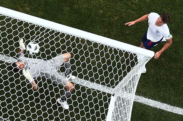 Thủ môn Jaime Penedo (Panama) để bóng lọt lưới trong trận đấu vòng bảng của World Cup giữa Anh và Panama. - Sputnik Việt Nam