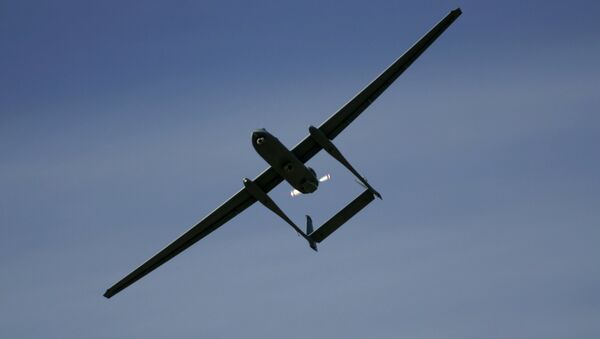 FILE - In this March 7, 2007, file photo, the Israeli army Heron TP drone, also known locally as the Eitan, flies during a display at the Palmahim Air Force Base in Palmahim, Israel - Sputnik Việt Nam