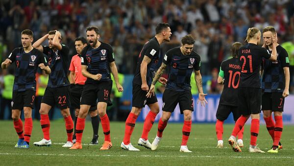 Đội Croatia trong khi trận đấu World Cup với đội tuyển Đan Mạch - Sputnik Việt Nam