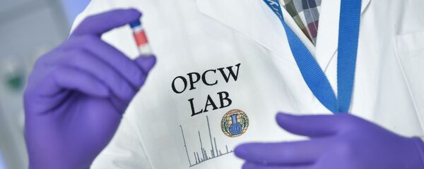 Лаборант с пробиркой в руках в штаб-квартире ОЗХО в Гааге, Нидерланды Лаборант с пробиркой в руках в штаб-квартире ОЗХО в Гааге, Нидерланды - Sputnik Việt Nam