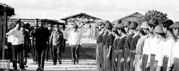 Đại tướng Lê Đức Anh và Đô đốc Giáp Văn Cương duyệt đội danh dự trên đảo Phan Vinh. - Sputnik Việt Nam