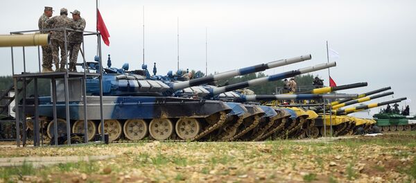 Xe tăng của đội tham gia trong quá trình chuẩn bị cho cuộc thi quốc tế Tank Biathlon-2018 - Sputnik Việt Nam