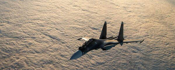 Máy bay chiến đấu đa năng Su-30SM trong các bài tập chiến thuật của không quân hải quân Hạm đội Biển Đen Máy bay chiến đấu đa năng Su-30SM trong các bài tập chiến thuật của không quân hải quân Hạm đội Biển Đen - Sputnik Việt Nam