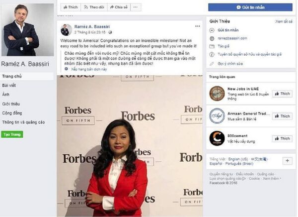 Hình ảnh bà Trần Uyên Phương xuất hiện ở Forbes đăng trên Facebook của một doanh nhân nước ngoài Hình ảnh bà Trần Uyên Phương xuất hiện ở Forbes đăng trên Facebook của một doanh nhân nước ngoài - Sputnik Việt Nam