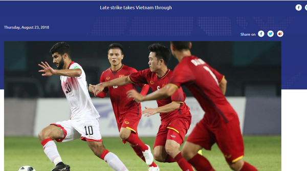 Trang chủ của AFC có bài viết khen ngợi Olympic Việt Nam - Sputnik Việt Nam