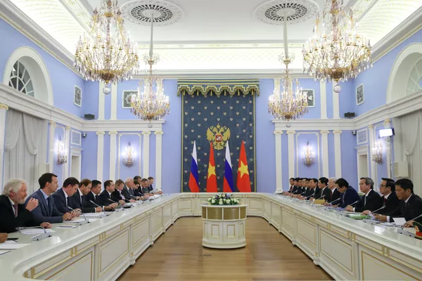 Ngày 5 tháng Chín năm 2018. Thủ tướng Dmitry Medvedev trong cuộc gặp gỡ với Tổng bí thư Đảng Cộng sản Việt Nam Nguyễn Phú Trọng. Ngày 5 tháng Chín năm 2018. Thủ tướng Dmitry Medvedev trong cuộc gặp gỡ với Tổng bí thư Đảng Cộng sản Việt Nam Nguyễn Phú Trọng. - Sputnik Việt Nam