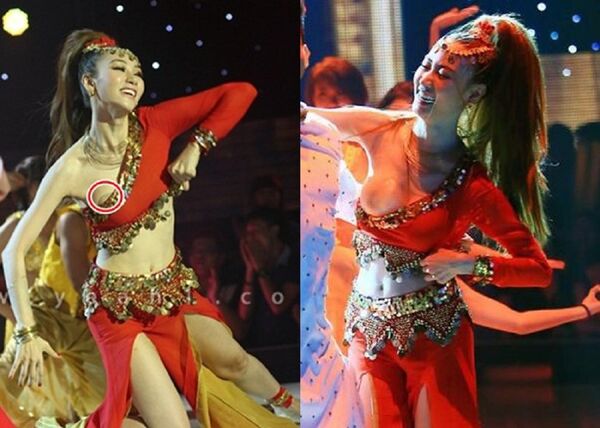 Ngân Khánh vừa phải nộp 3,5 triệu đồng vì hở nguyên một bên ngực ngay trên sóng truyền hình trực tiếp.  - Sputnik Việt Nam