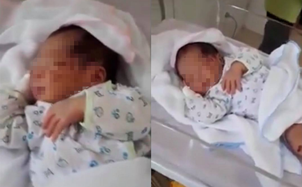 Hình ảnh cháu bé đang được chăm sóc tại bệnh viện được đăng tải trên mạng xã hội. - Sputnik Việt Nam