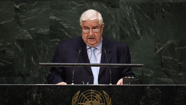 Ministro de Exteriores de Siria, Walid Muallem durante la 69º sesión de la Asamblea General de la ONU - Sputnik Việt Nam