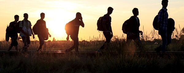 Các di dân vượt biên giới giữa Hungary và Serbia Các di dân vượt biên giới giữa Hungary và Serbia - Sputnik Việt Nam