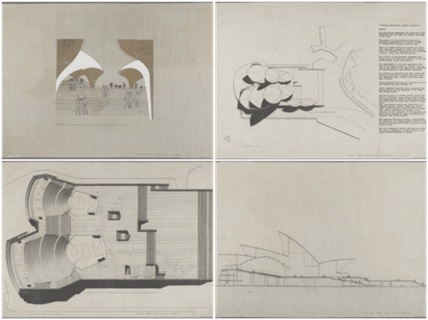 Bản vẽ thiết kế nhà hát mà Jørn Utzon gửi dự thi. - Sputnik Việt Nam